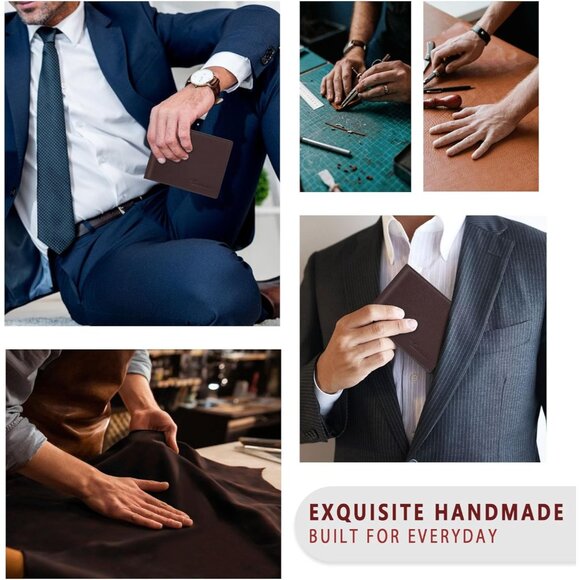 ⚡Travelambo Men Oil Wax Ochre Genuine Leather Handmade Bifold Stylish Wallets - Picture 3 of 9